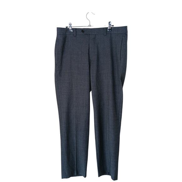 Hugo Boss Men’s Dress Pants 30R Gray Slim Fit Wool Blend Flat Front Trousers - Picture 14 of 16